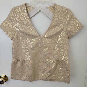 Sézane V-Neck Short Sleeve Top - cheetah print